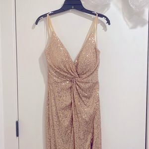 Stunning Gold Back Tie Gown